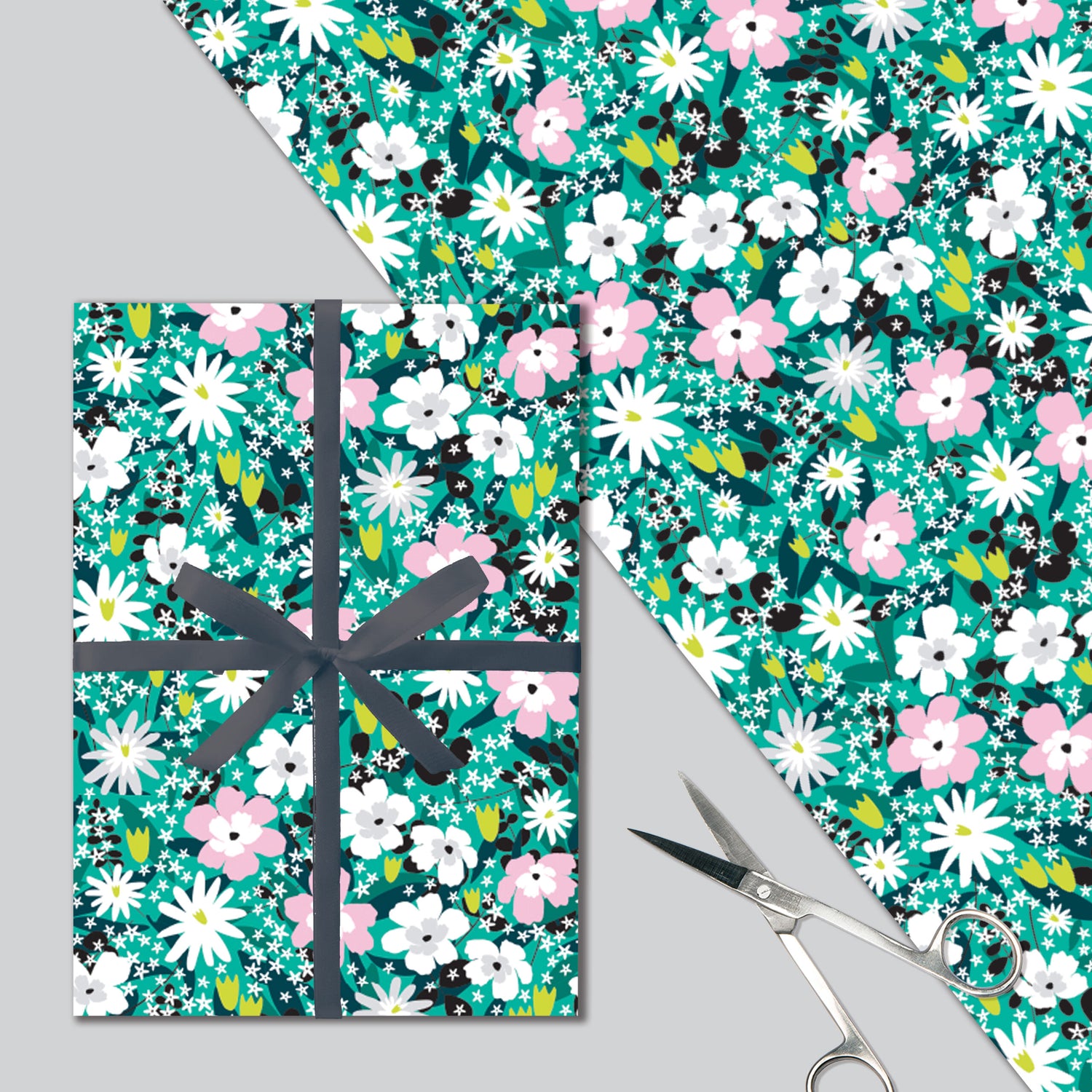 Flat Wrap  - Teal Floral