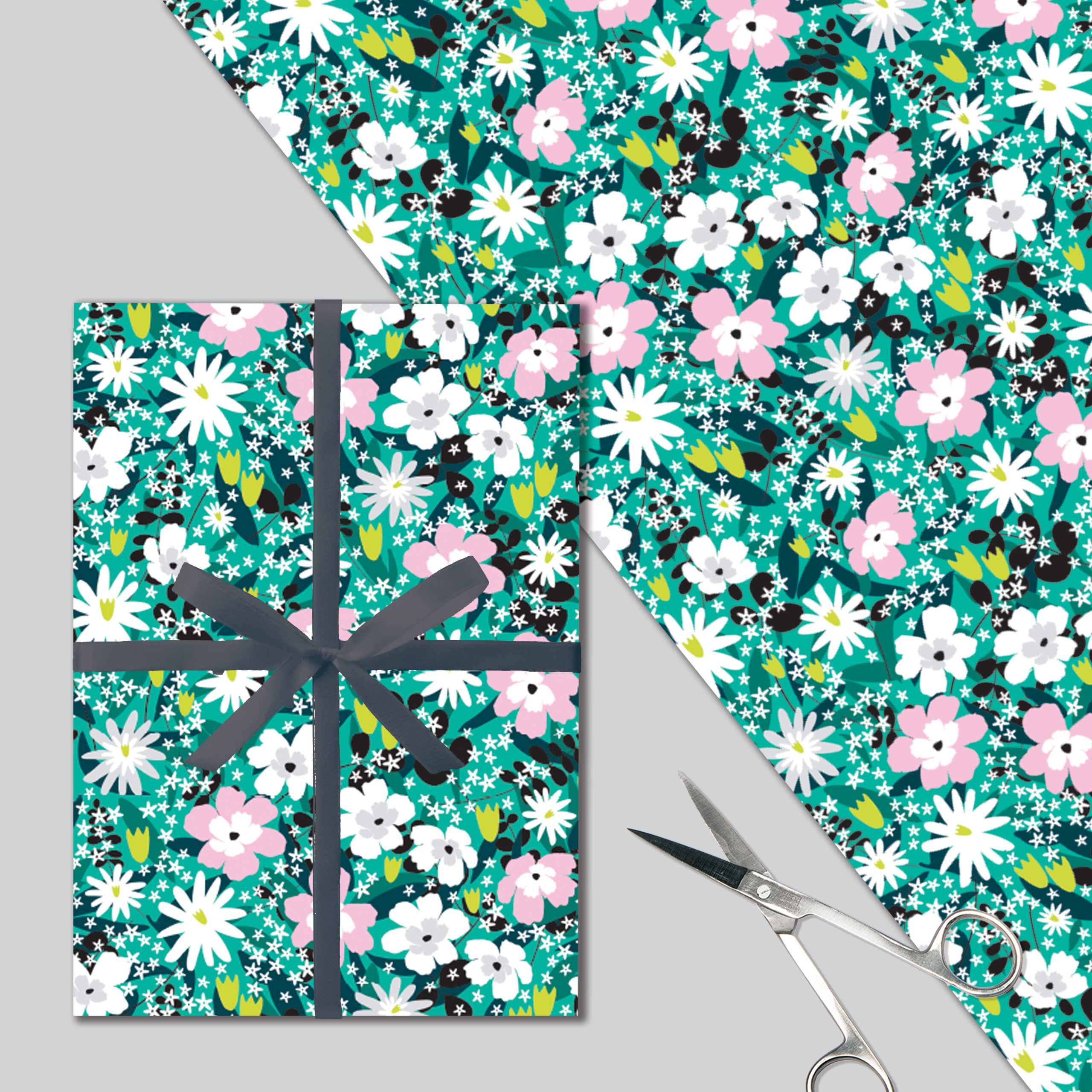 Flat Wrap  - Teal Floral