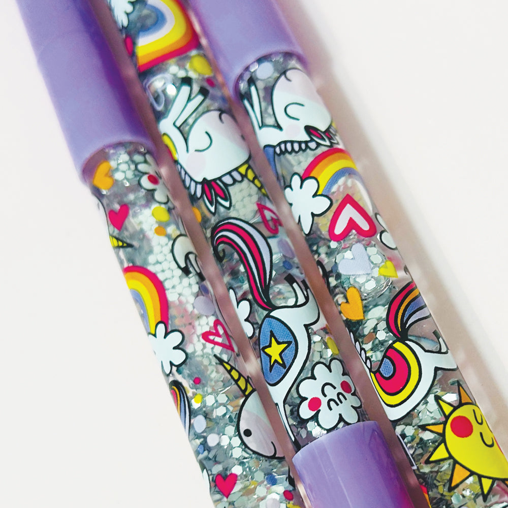 Ballpoint Glitter Pen - Unicorns - 24 in tub
