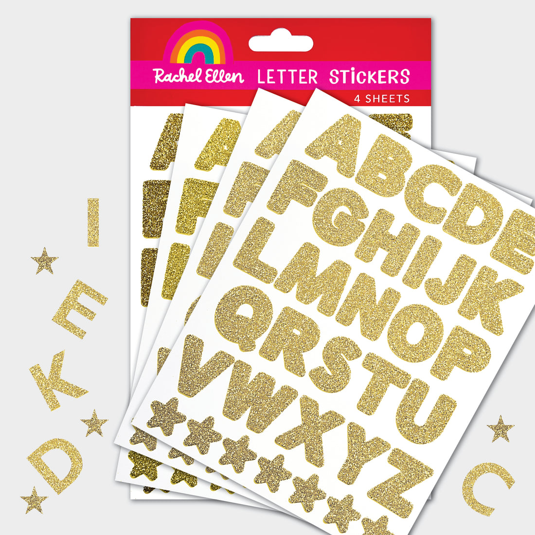 Gold letter stickers with &