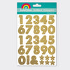 Gold Glitter Number Stickers - 4 Sheets