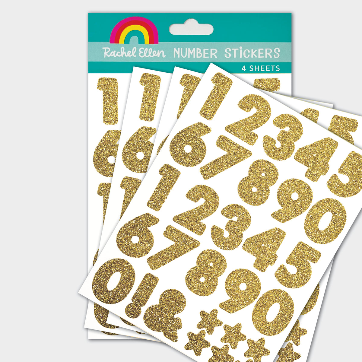 Gold Sticker Numbers Gold Glitter Number Stickers - 4 Sheets – Rachel Ellen Designs Trade