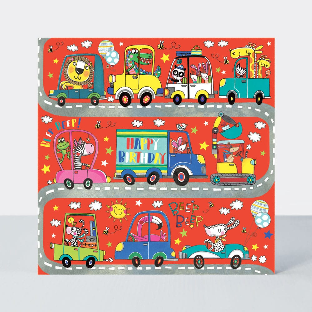 Jigsaw Card - Happy Birthday Beep beep cars