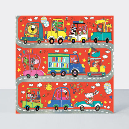 Jigsaw Card - Happy Birthday Beep beep cars