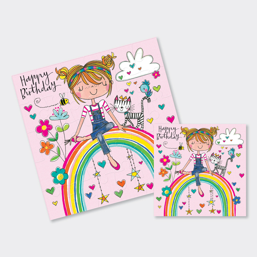Jigsaw Card - Girl on Rainbow