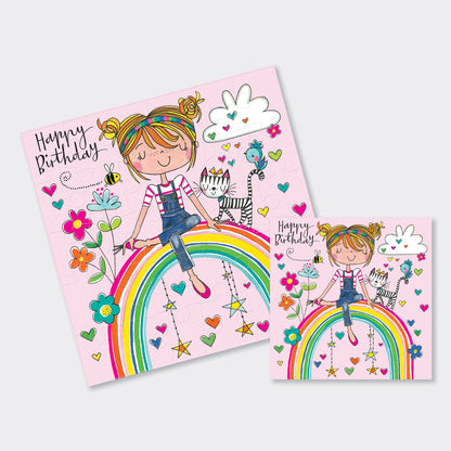 Jigsaw Card - Girl on Rainbow