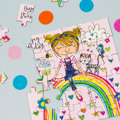 Jigsaw Card - Girl on Rainbow