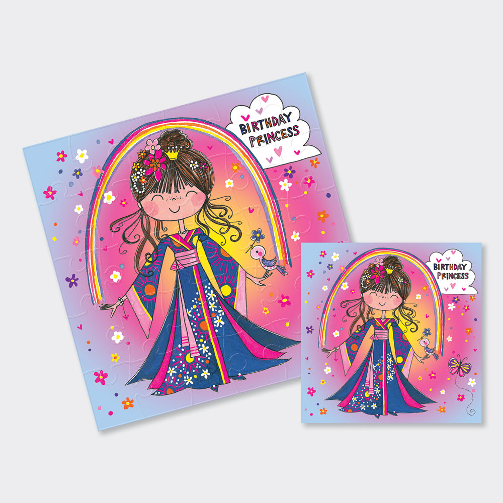 Jigsaw card - Birthday Wishes - Cherry Blossom Princess