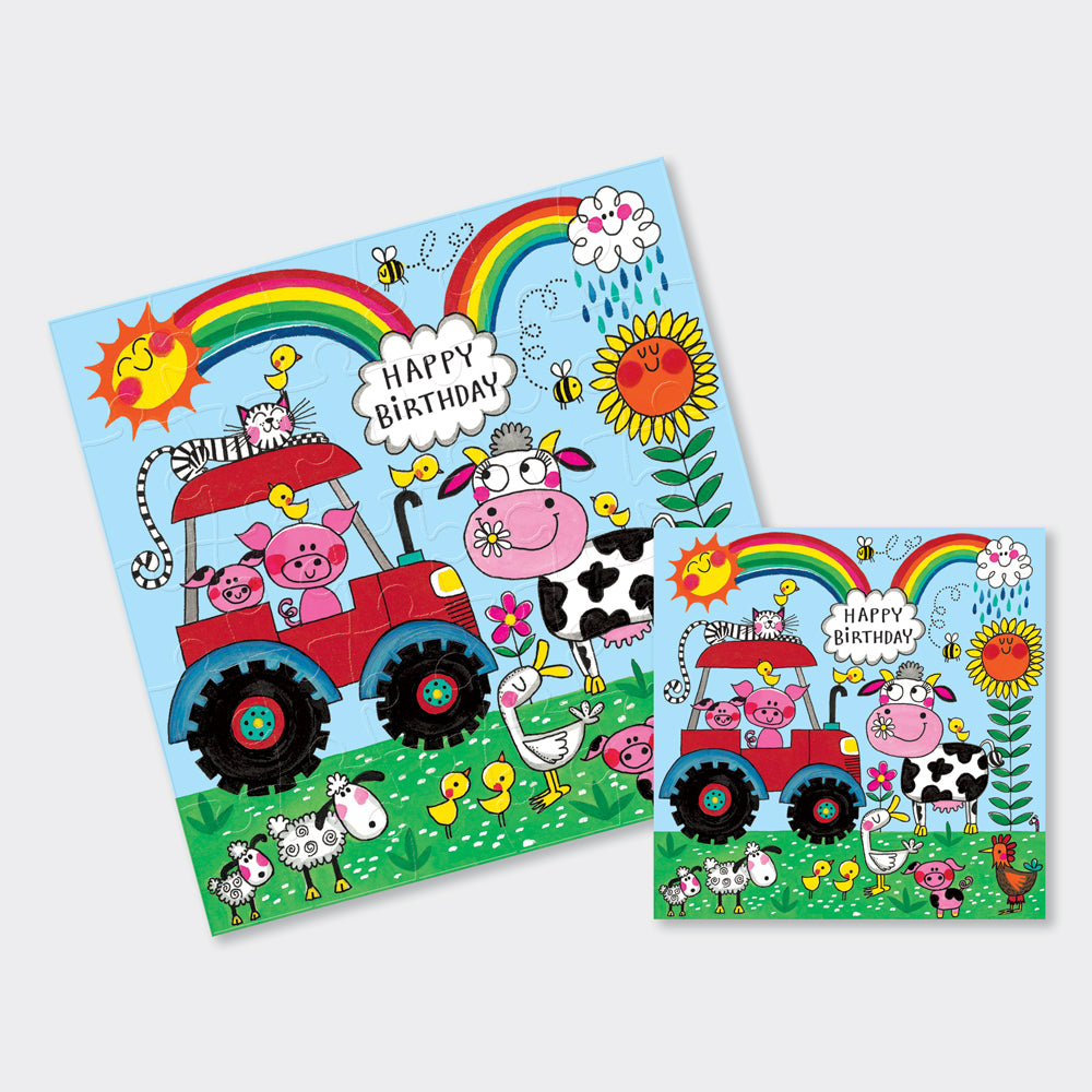 Jigsaw card - Happy Birthday - Farmyard