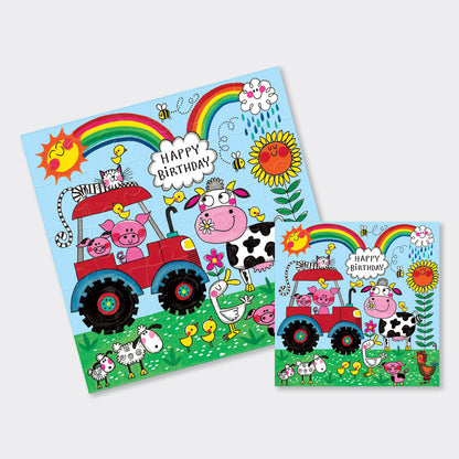 Jigsaw card - Happy Birthday - Farmyard