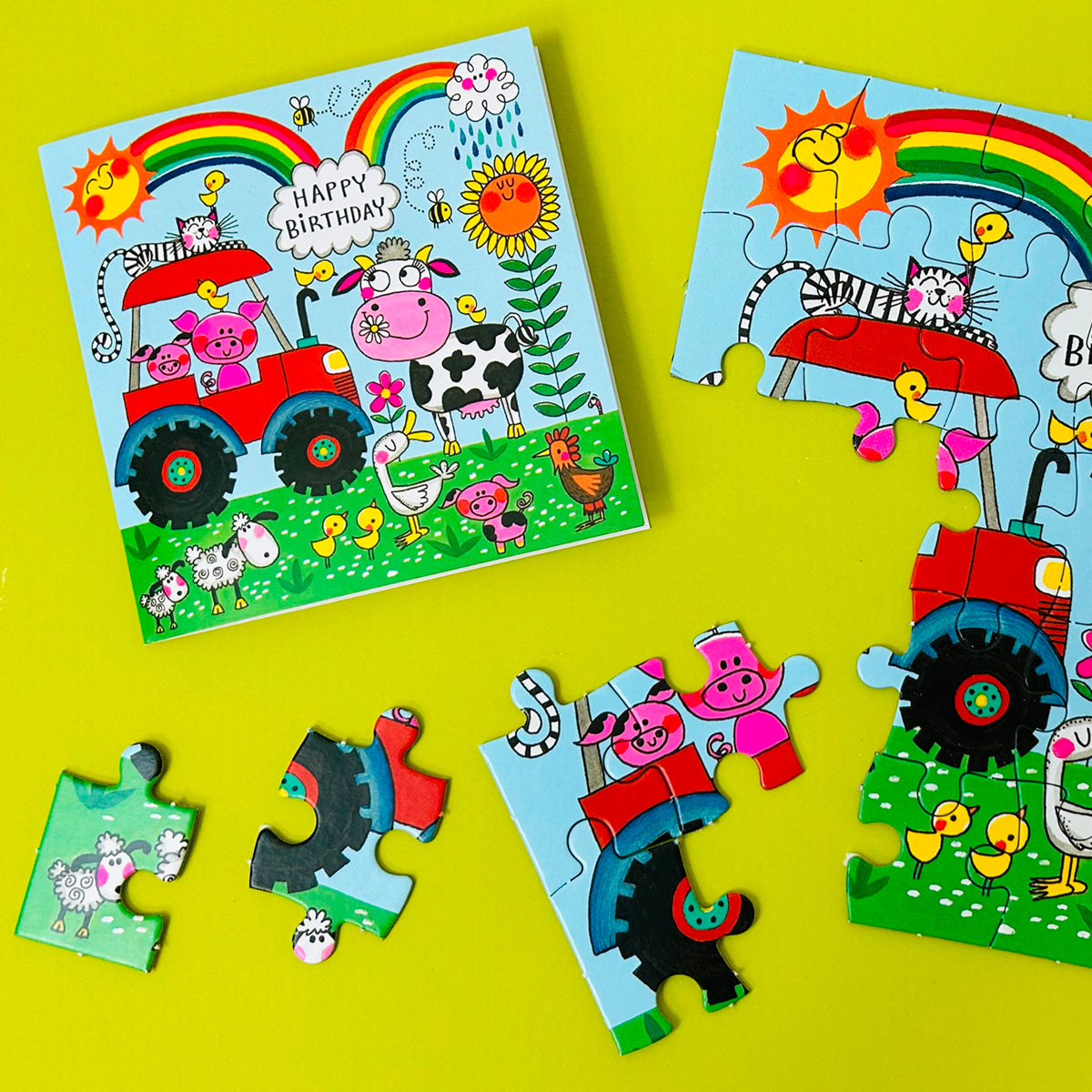 Jigsaw card - Happy Birthday - Farmyard