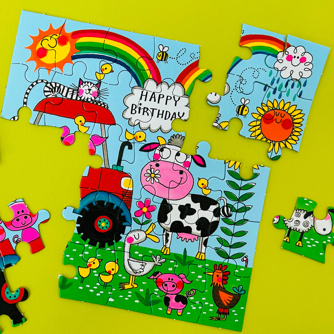 Jigsaw card - Happy Birthday - Farmyard