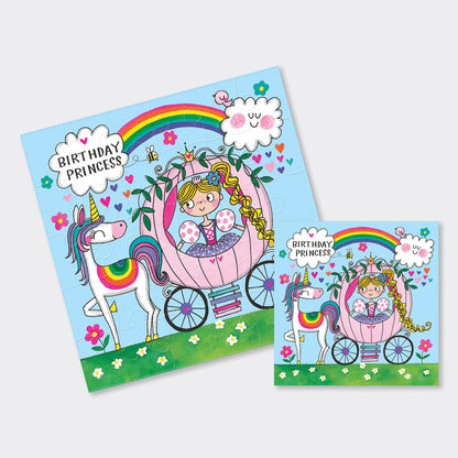 Jigsaw Card - Birthday Princess in Carriage