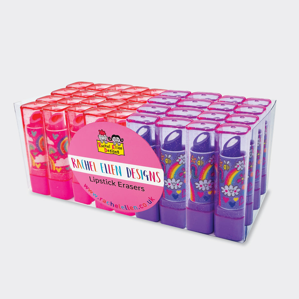 36 x Lipstick Erasers - 2 designs