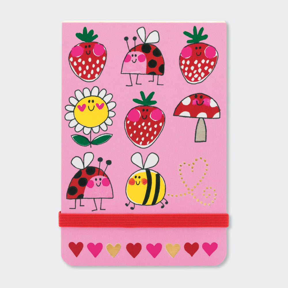 A7 Mini Notepads - Bugs & Strawberries – Rachel Ellen Designs Trade