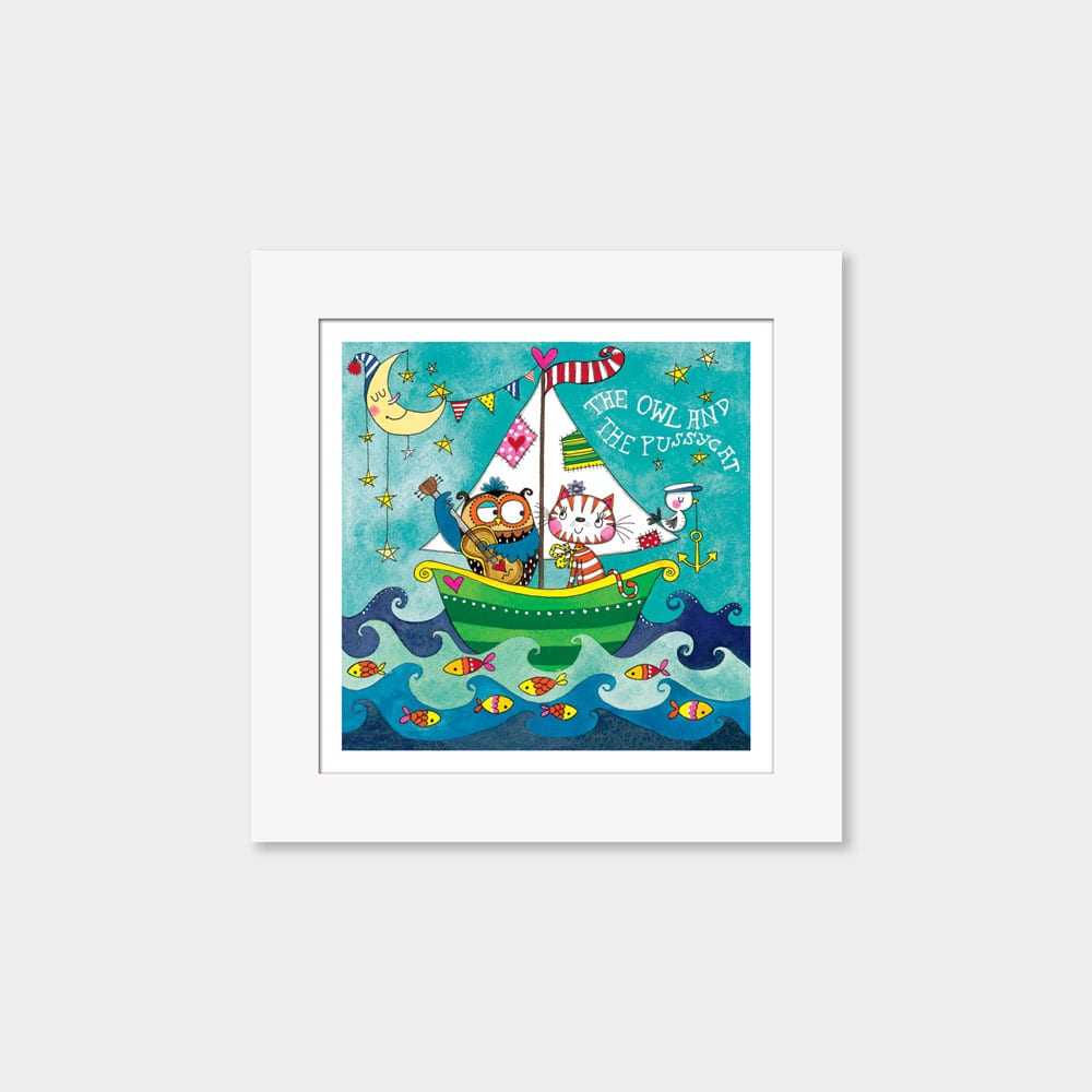 Mounted Limited Edition Print ‐ Owl and Pussycat