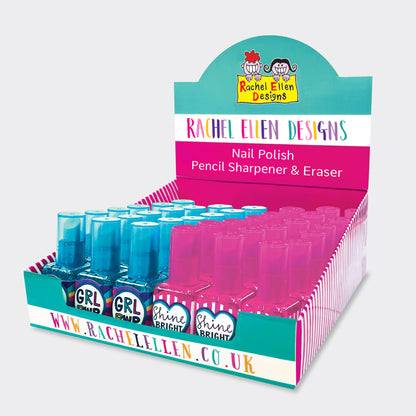 36 x Nail Varnish Sharpeners/Erasers (Shine Bright/GRL PWR)