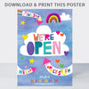 FREE PRINTABLE 'WE'RE OPEN' POSTER