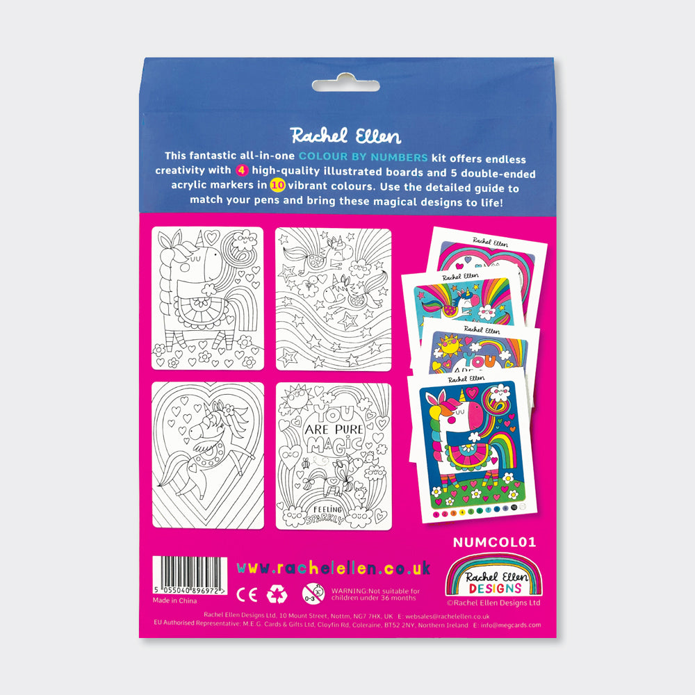 Pre order - Colour by Numbers Kit - Unicorns &amp; Rainbows