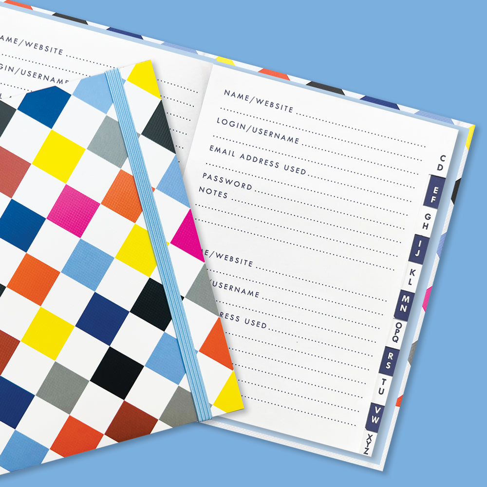 Password Book - Multicolour Diamond Pattern
