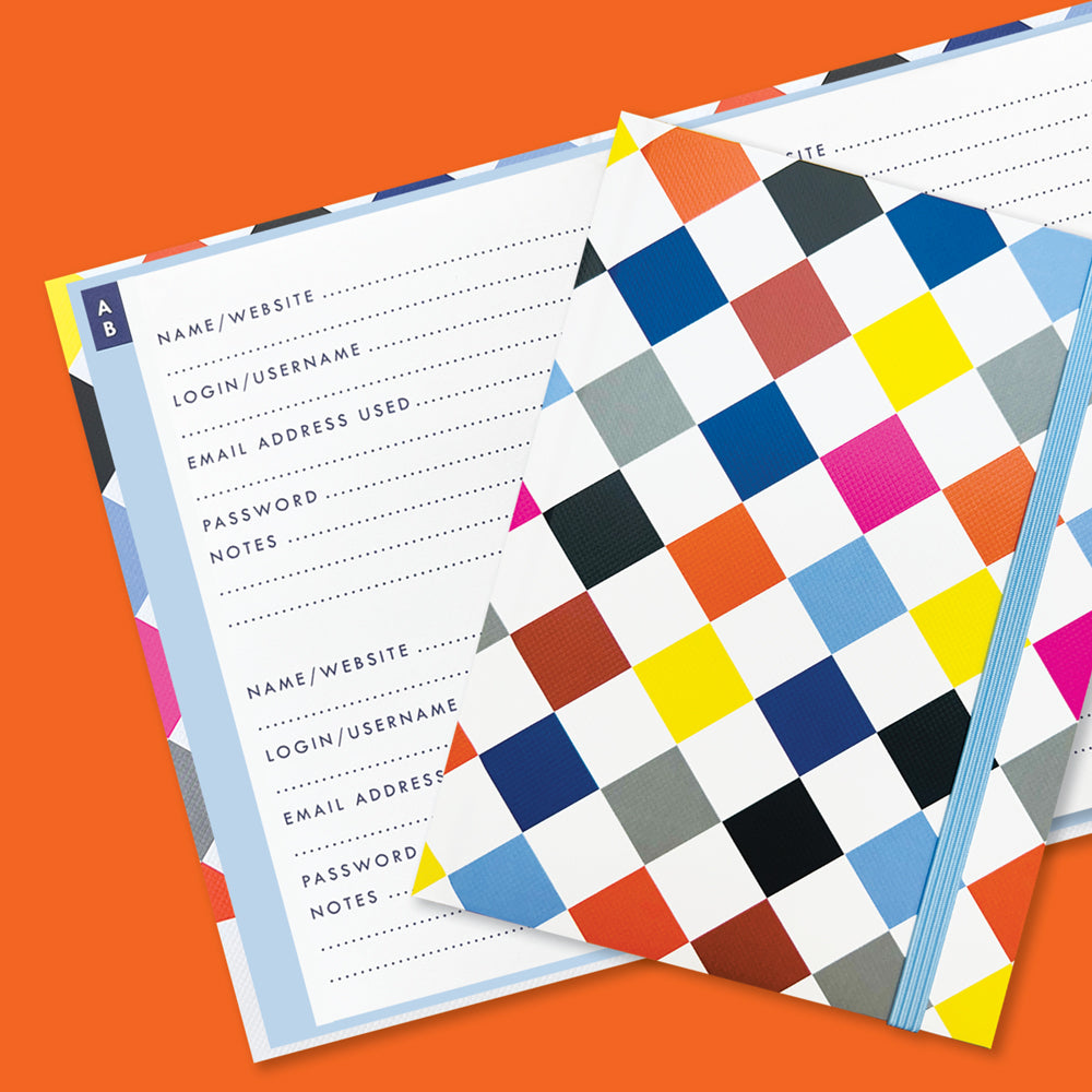 Password Book - Multicolour Diamond Pattern