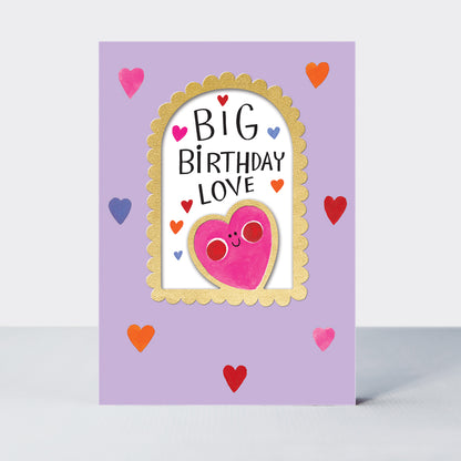 Wholesale birthday card featuring a love heart design by Rachel Ellen Designs