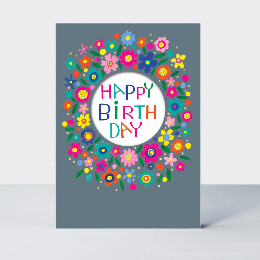 Wholesale birthday card featuring a floral design by Rachel Ellen Designs