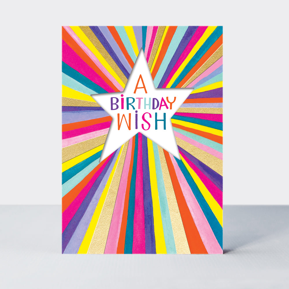 Wholesale birthday card featuring a starburst design by Rachel Ellen Designs
