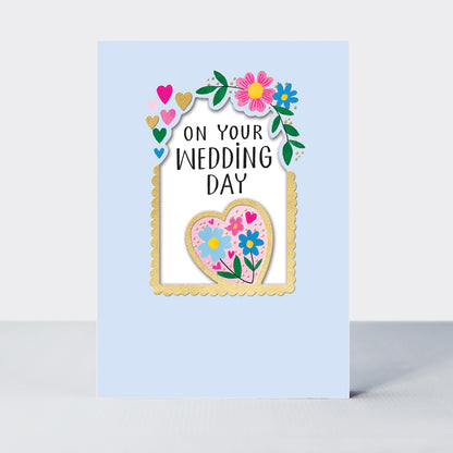 Wholesale wedding day card featuring a heart design by Rachel Ellen Designs