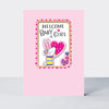 Wholesale new baby girl card featuring a rabbit design by Rachel Ellen Designs