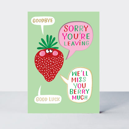 Wholesale leaving card featuring a strawberry design by Rachel Ellen Designs