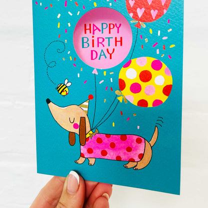 Peep - Happy Birthday Card/Dog &amp; Balloons