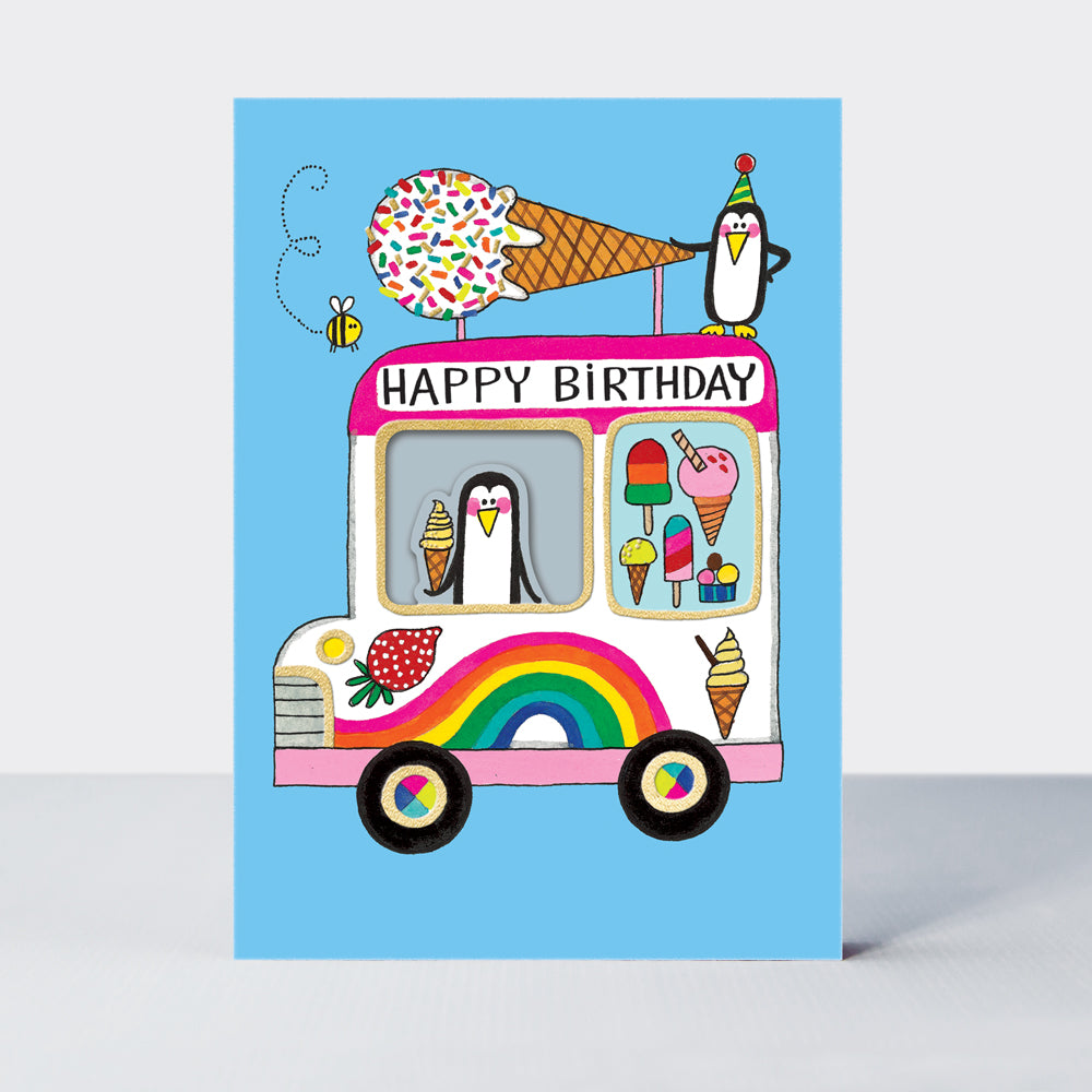 Wholesale birthday card featuring an ice cream van design by Rachel Ellen Designs