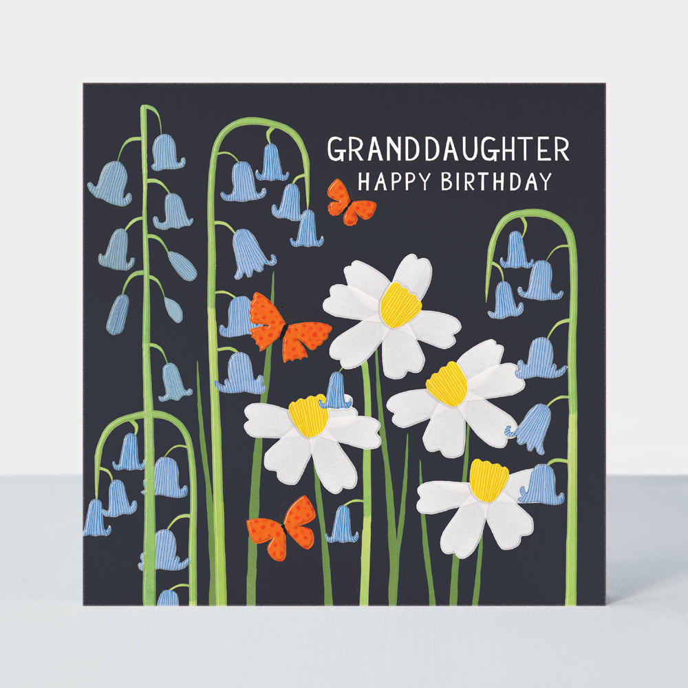 Paper Petals - Granddaughter Birthday/Paper Cut Butterflies & Bluebells
