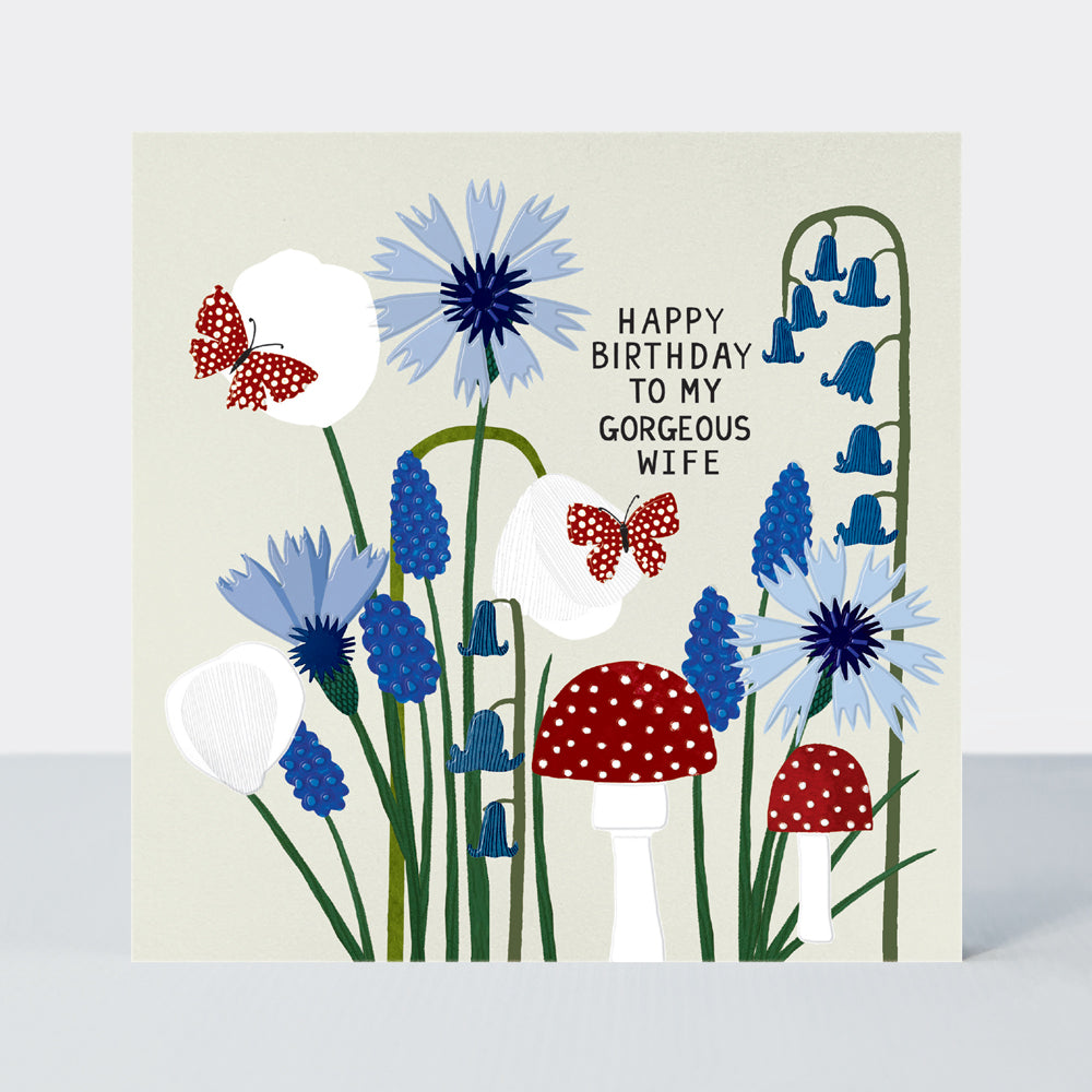 Paper Petals - Gorgeous Wife Birthday/Paper Cut Petals, Toadstools & Butterflies