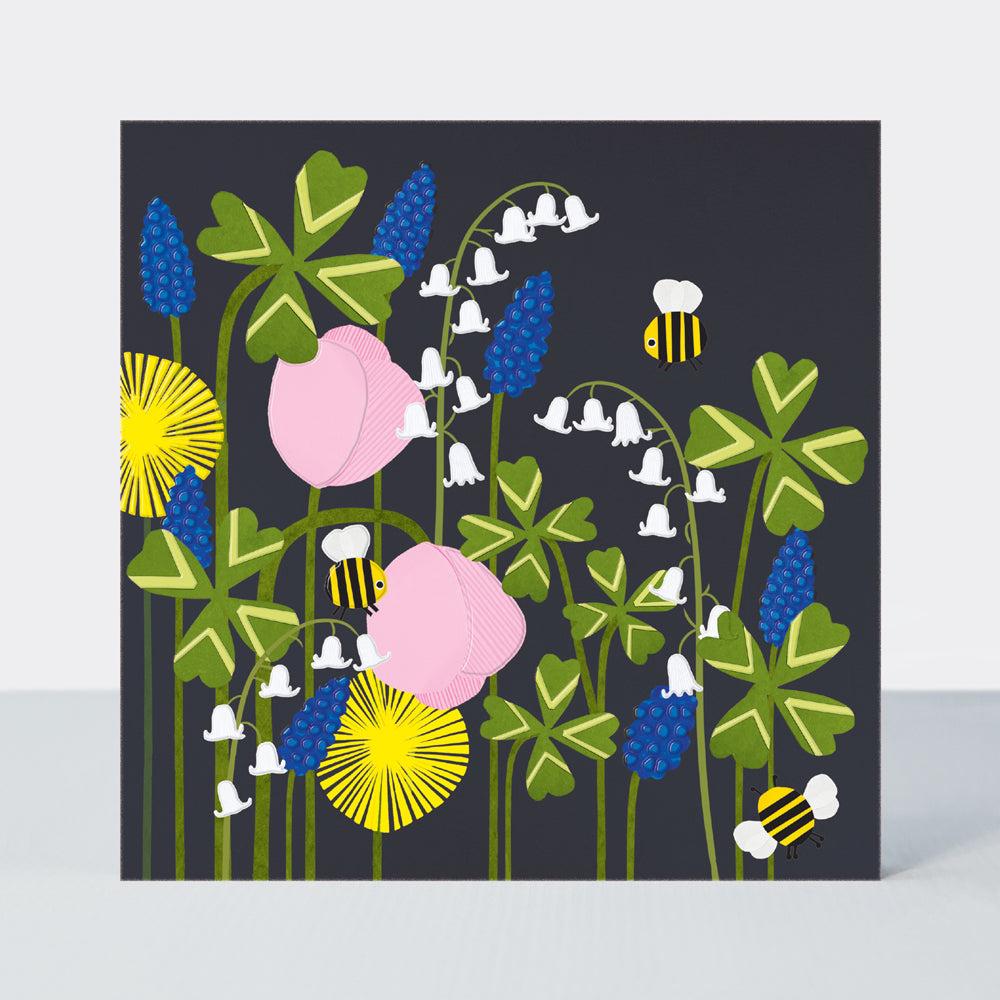 Paper Petals - Blank/Paper Cut Spring Blooms &amp; Bumble Bee