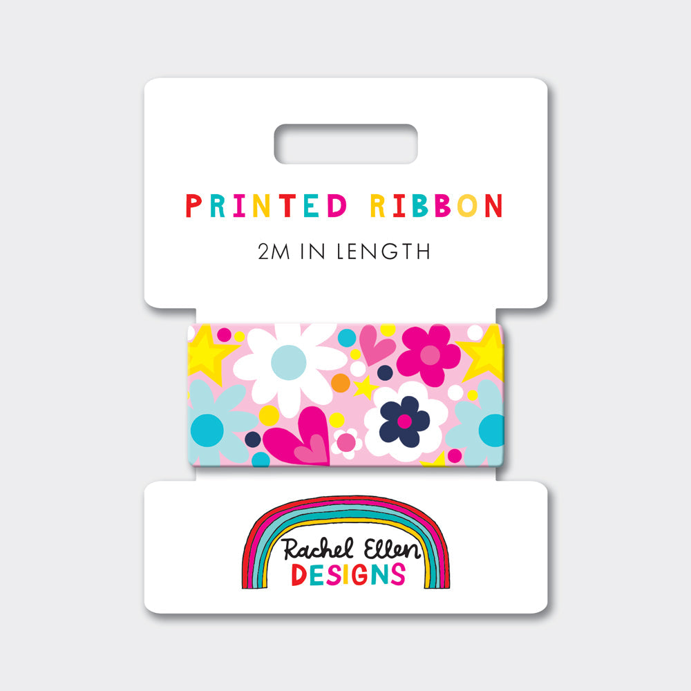 Printed Ribbon - Flowers and Hearts