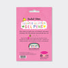 The back of a pink retail card for Rachel Ellen Designs Scented Glitter Gel Pens, featuring product details, branding, and a barcode.