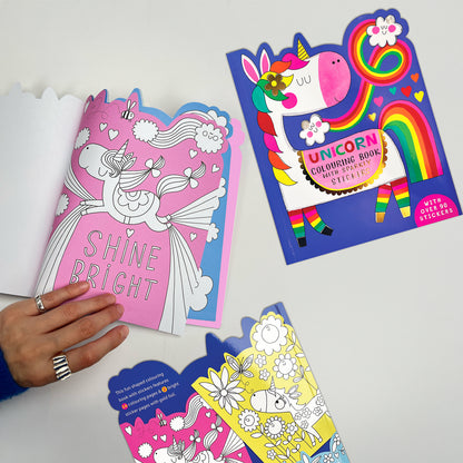 Unicorn Die-Cut Colouring Book With Stickers