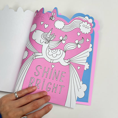 Unicorn Die-Cut Colouring Book With Stickers
