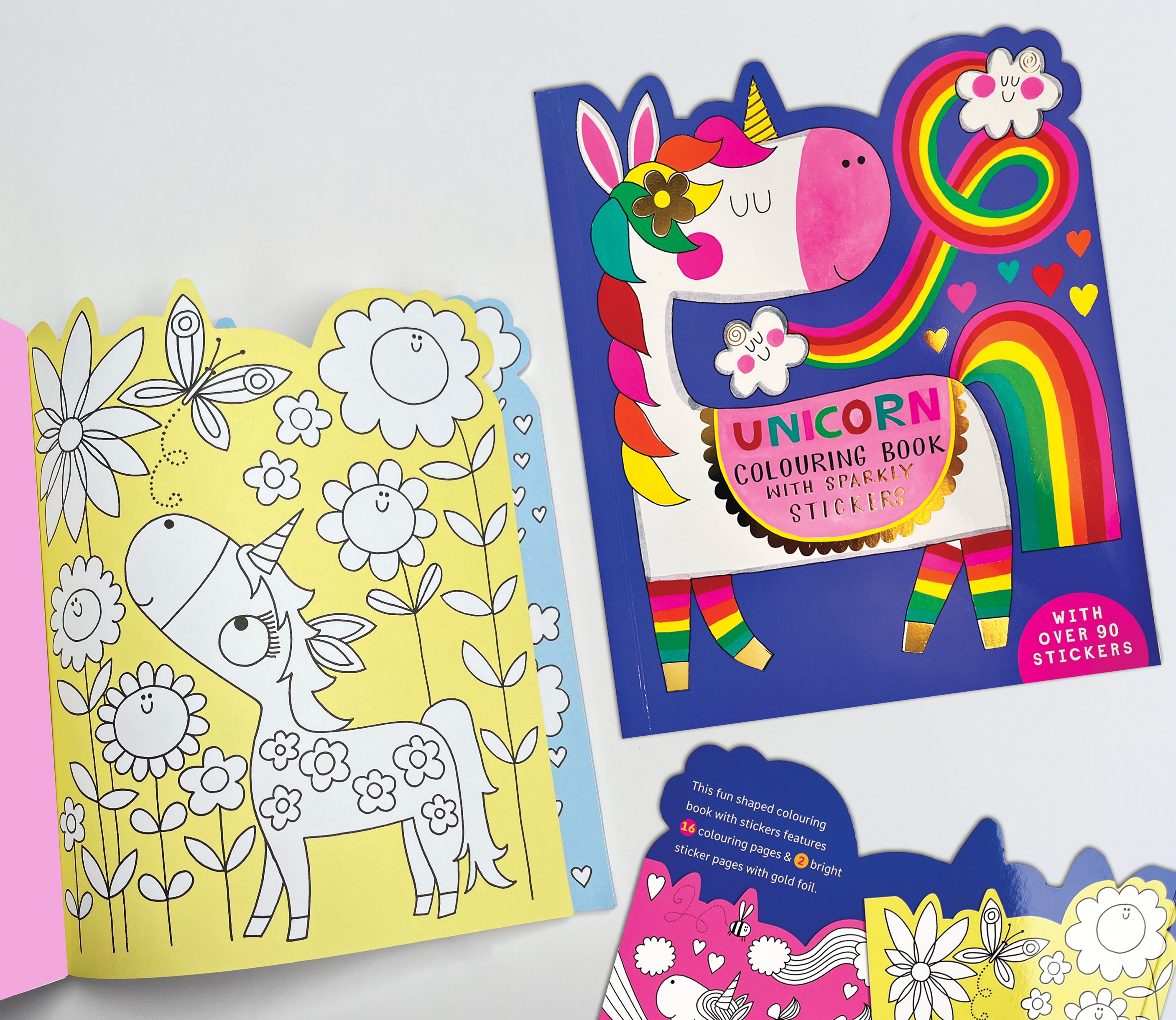 Unicorn Die-Cut Colouring Book With Stickers