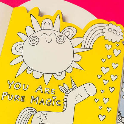 Unicorn Die-Cut Colouring Book With Stickers