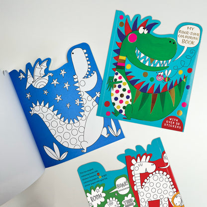 Dinosaur Die-Cut Colouring Book With Stickers