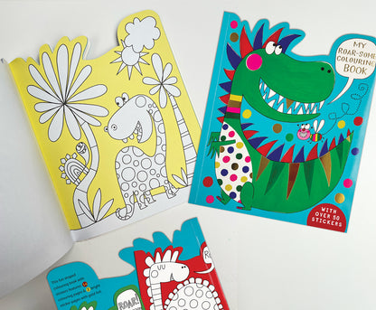 Dinosaur Die-Cut Colouring Book With Stickers