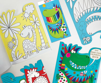 Dinosaur Die-Cut Colouring Book With Stickers