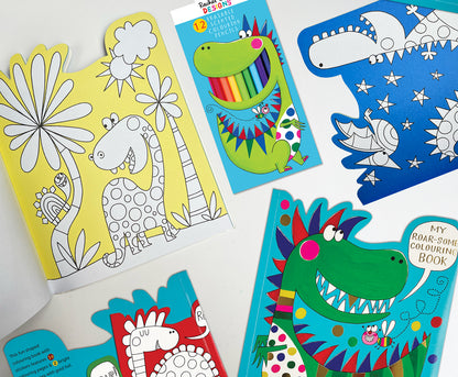 Dinosaur Die-Cut Colouring Book With Stickers