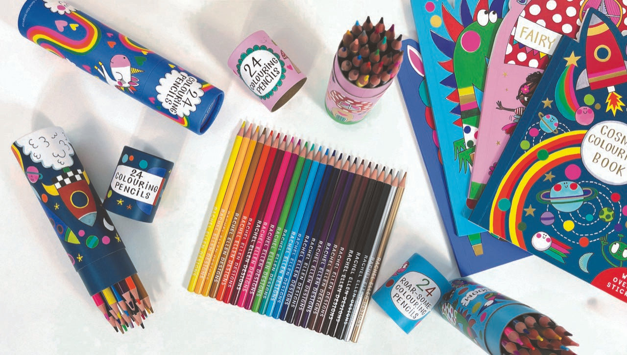 Tube of 24 Colouring Pencils - Cosmic Space Rocket