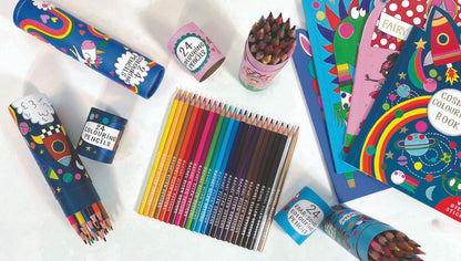 Tube of 24 Colouring Pencils - Cosmic Space Rocket