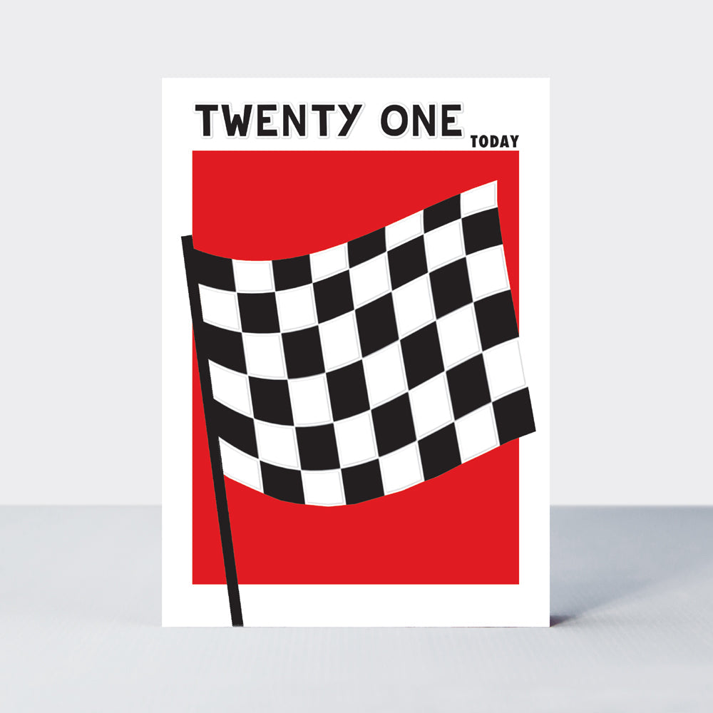 Strike - Age 21 birthday card - Formula 1 Flag