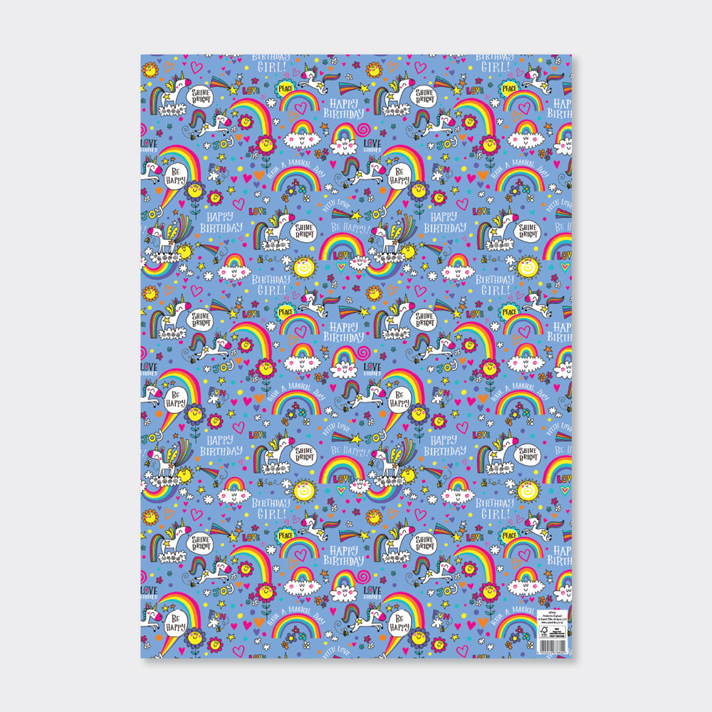 Flat Wrap  - Birthday Girl/Unicorns & Rainbows